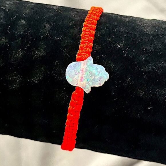 NEW White Resin Hamsa & Orange Macrame Handmade Adjustable Beaded Bracelet - Picture 1 of 5